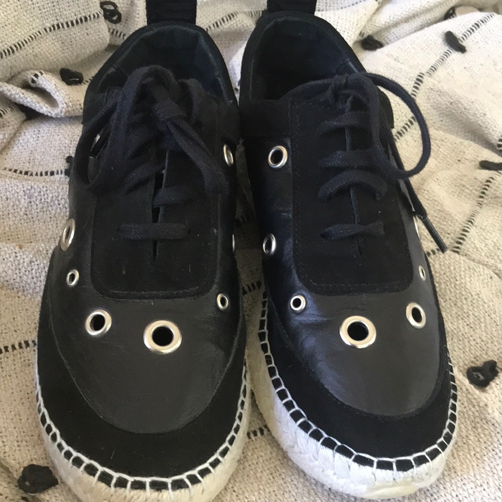 Alexander McQueen black leather espadrille sneaker US 7.5